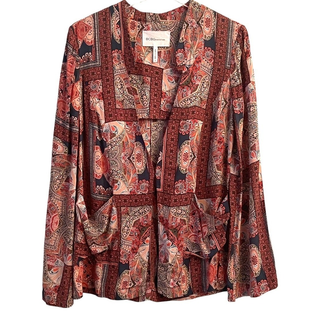 BCBGeneration Womens Paisley Patchwork Open Front… - image 2